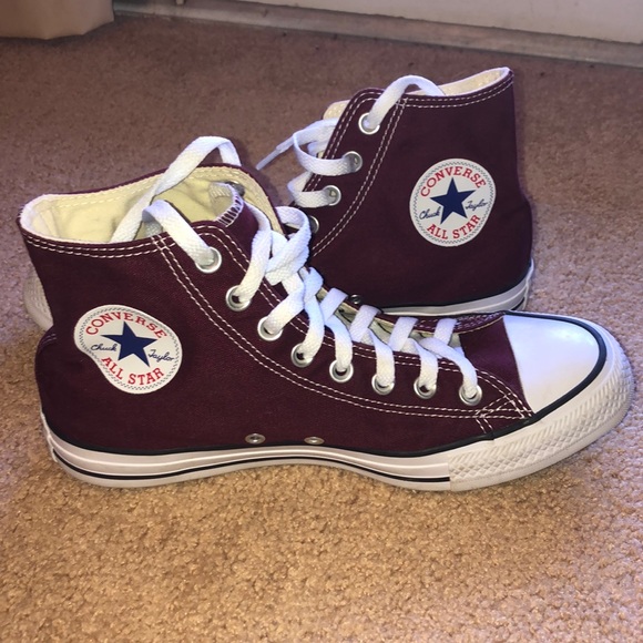dark red high top converse